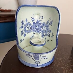 Vintage Blue & White Chamber Candle Holder - Made in Japan
